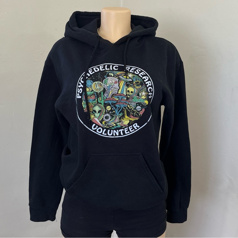 Gildan Black Psychedelic Research Volunteer Hoodie